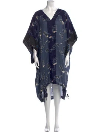 Pre-owned Loewe Linen Midi Length Dress In Blue