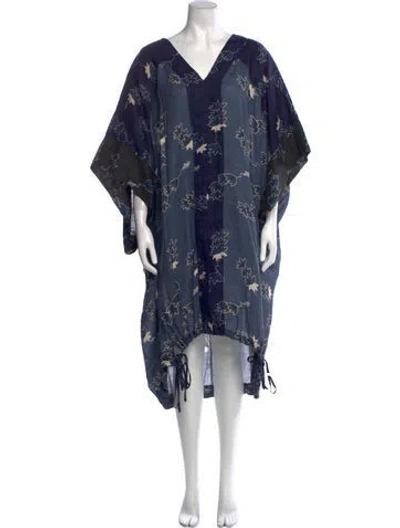 Pre-owned Loewe Linen Midi Length Dress In Blue