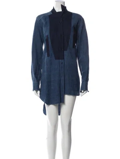 Pre-owned Loewe Linen Midi Length Dress In Blue
