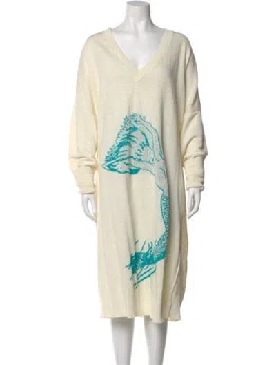 Pre-owned Loewe Linen Midi Length Dress In Neutral