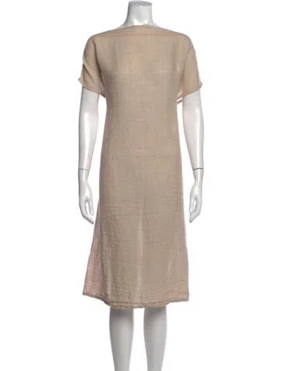 Pre-owned Loewe Linen Midi Length Dress In Neutrals