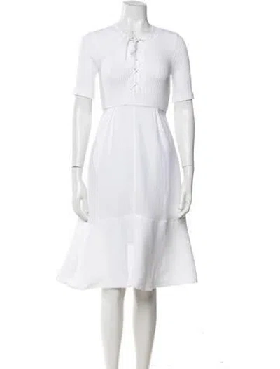 Pre-owned Loewe Linen Midi Length Dress In White