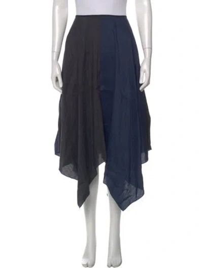 Pre-owned Loewe Linen Midi Length Skirt In Blue