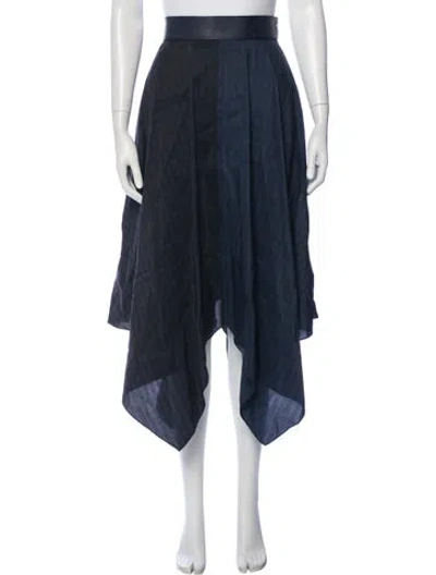 Pre-owned Loewe Linen Midi Length Skirt In Blue