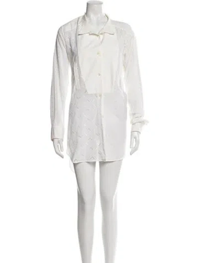 Pre-owned Loewe Linen Mini Dress In White