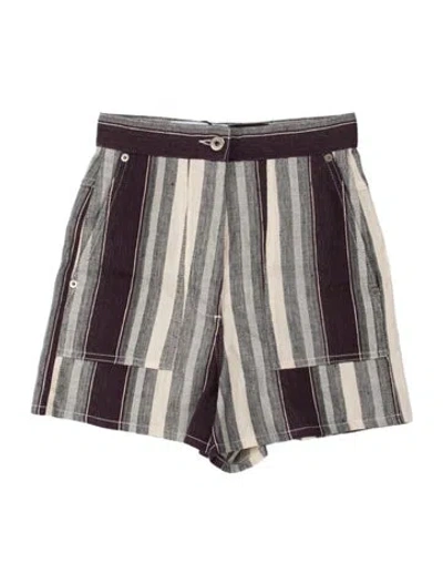 Pre-owned Loewe Linen Mini Shorts In Neutrals/purple