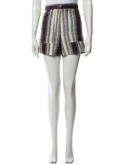 Pre-owned Loewe Linen Mini Shorts In White