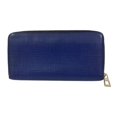 Pre-owned Loewe Linen Navy Leather Long Wallet (bi-fold) () In Blue