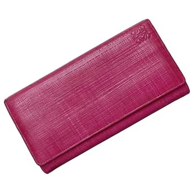 Pre-owned Loewe Linen Pink Leather Long Wallet (bi-fold) ()