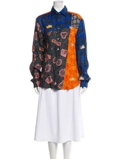 Pre-owned Loewe Linen Printed Shirt In Blue