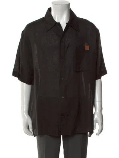 Pre-owned Loewe Linen Short Sleeve Shirt In Black