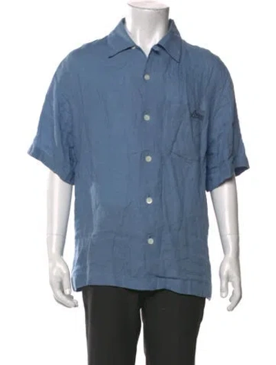 Pre-owned Loewe Linen Short Sleeve Shirt In Blue