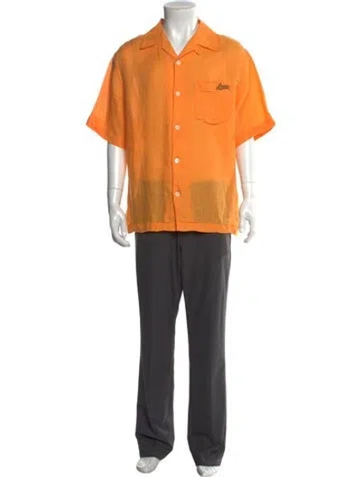 Pre-owned Loewe Linen Short Sleeve Shirt In Orange