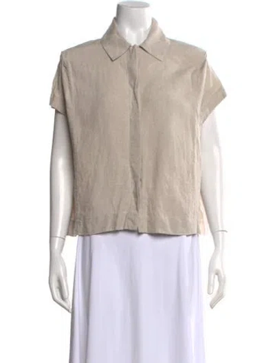 Pre-owned Loewe Linen Short Sleeve Top In Neutrals