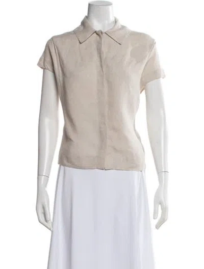 Pre-owned Loewe Linen Short Sleeve Top In Neutrals