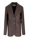 Loewe Linen Single-breasted Tailored Jacket Jackets Brown In Brown