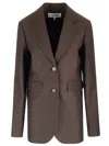Loewe Linen Single-breasted Tailored Jacket Jackets Brown