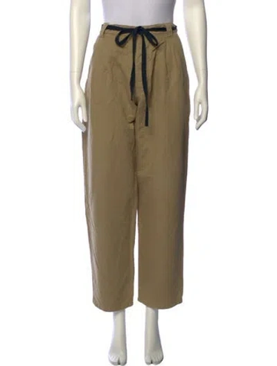 Pre-owned Loewe Linen Straight Leg Pants In Brown