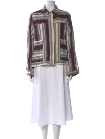 Pre-owned Loewe Linen Striped Button-up Top In Multi