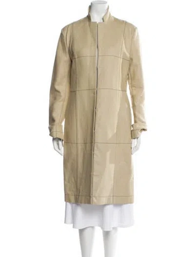 Pre-owned Loewe Linen Striped Trench Coat In Neutral