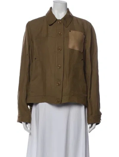 Pre-owned Loewe Linen Utility Jacket In Green