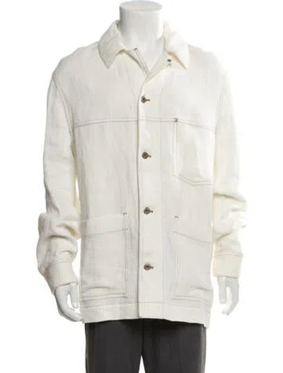Pre-owned Loewe Linen Utility Jacket In White