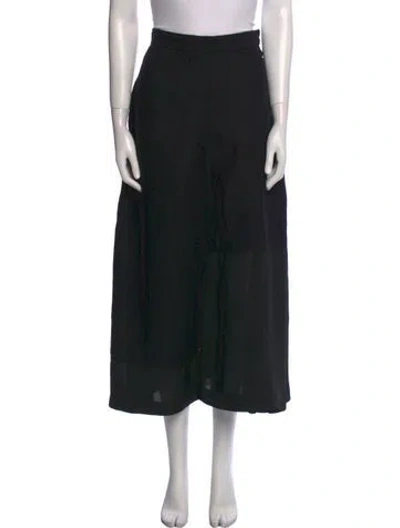 Pre-owned Loewe Linen Wide Leg Pants In Black