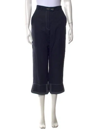 Pre-owned Loewe Linen Wide Leg Pants In Blue