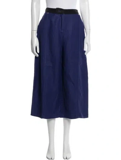 Pre-owned Loewe Linen Wide Leg Pants In Blue