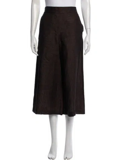 Pre-owned Loewe Linen Wide Leg Pants In Brown