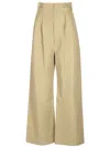 Loewe Linen Wide Leg Trousers Beige