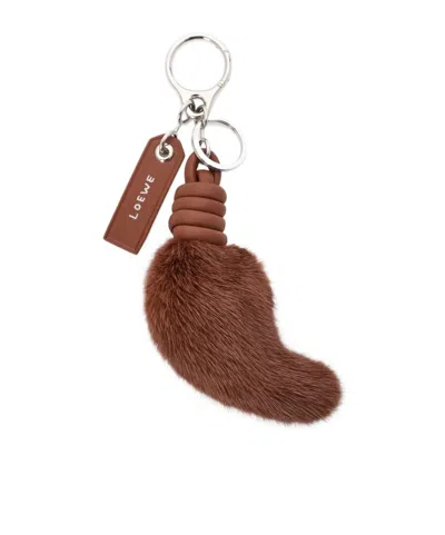 Loewe Lion Tail Charm In Mink And Leather Skin For Woman In Brown