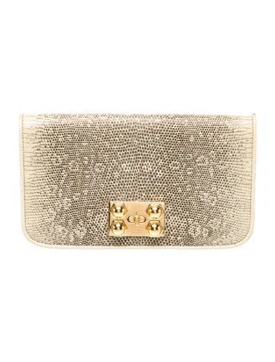 Pre-owned Loewe Lizard Clutch In Neutral