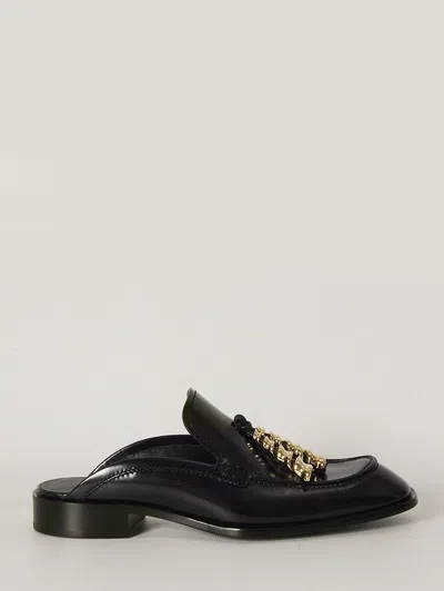 Loewe Black Leather Loafers