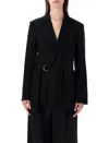 Loewe Draped Wool Wrap Jacket In Black