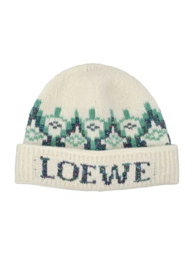 Loewe Fair Isle Beanie In Neutral