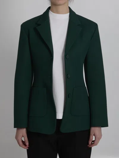 Loewe Fitted Wool Twill Jacket In Green