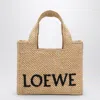 Loewe Small Raffia Tote Bag With Embroidered-logo In Sand