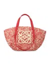 Loewe Red Eclipse Raffia Basket Bag In Multi