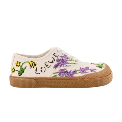 Pre-owned Loewe Terra Vulca Lace-up Sneaker 'floral Embroidered' | Cream | Men's Size 43