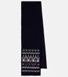Loewe Womens Navy/multicolor Logo Intarsia Wool-blend Scarf In Blue