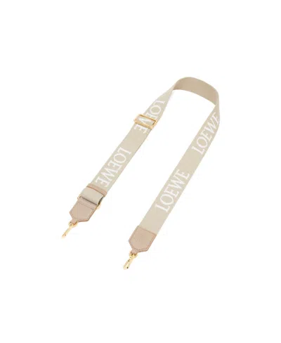 Loewe Womens  Anagram Logo-embroidered Cotton-blend Bag Strap In Ecru/natural