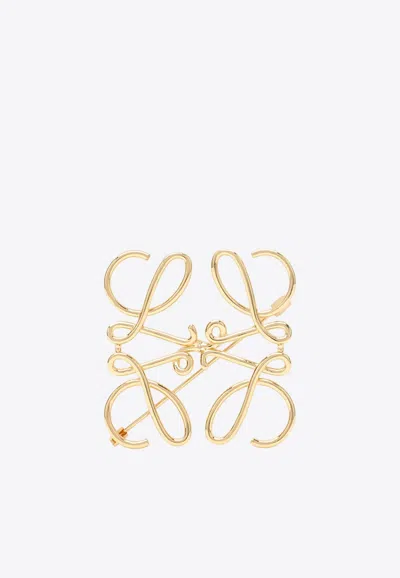 Loewe Logo Anagram Brooch In Gold