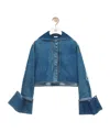 Loewe Womens Jeans Blue Anagram-embroidered Cropped Denim Jacket In Blue