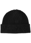 Loewe Logo-appliqué Ribbed Wool Beanie In Black