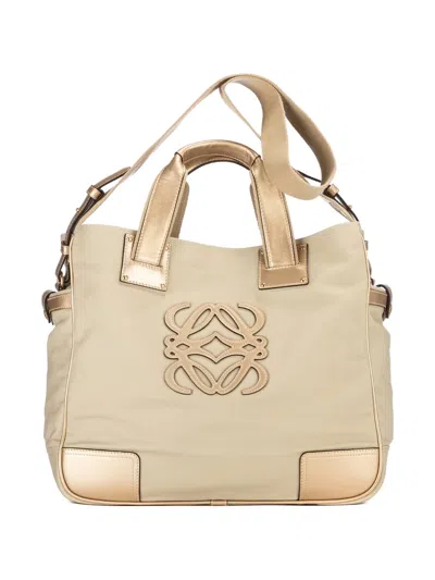 Pre-owned Loewe Logo Appliqué Tote Bag In Neutral