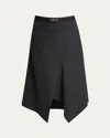Loewe Womens Anthracite Melange Logo-embroidered Asymmetric Wool Midi Skirt In Charcoal Melange