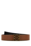 Loewe Men Caramel Leather Reversible Belt In Brown