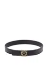 Loewe Reversible Anagram Buckle Calfskin Leather Belt In Black