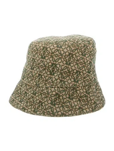 Pre-owned Loewe Logo Canvas Bucket Hat In Green